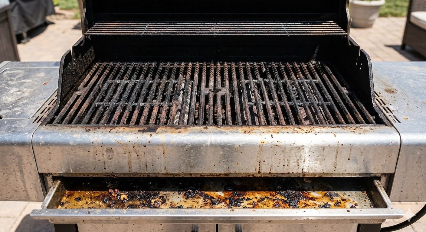 Grill before cleaning